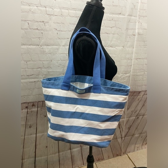 Dolce & Gabbana Light Blue Striped Canvas Lined Tote Bag - Picture 1 of 12